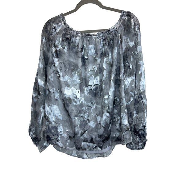 NWT WHBM Women's XL Off Shoulder Silk Blend Floral Boho Peasant Style Flowy Top - Picture 8 of 9